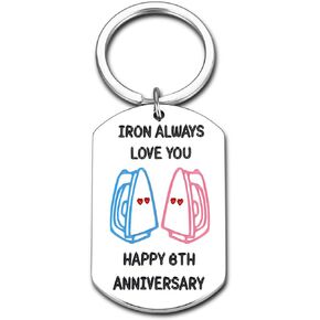 6 Year Anniversary Keychain for Him Boyfriend Parents, Funny Six Year Anniversary Girlfriend Her Gift, 6th Wedding Anniversary Gif for Husband Wife, Iron Gifts for 6th Anniversary Christmas Valentine