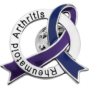 CENWA Blue & Purple Awareness Ribbon Jewelry RA Warriors Gift Rheumatoid Arthritis Awareness Pin