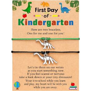 UNGENT THEM Mother Son Back to School Bracelet Mommy and Me Son Dinosaur First Day of School Bracelet for Mom and Son First Day of School Gift for Son Boys