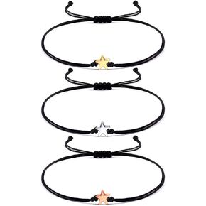 أساور BFF المقاومة للماء VU100 لثلاثة أصدقاء طويلة مسافات متوافقة، صداقة وعد العلاقة، أساور نجمة سلسلة أمنية / خلخال مجوهرات هدايا لالأخت العزيزة الأحمر والأزرق والأصفر in Kuwait