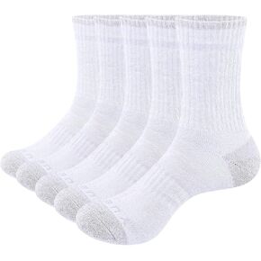 YUEDGE Womens Cushioned Crew Socks Gym Tennis Training Athletic Socks For Women, Moisture Wicking Safety Work Boot Socks