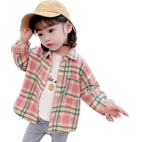 قميص منقوش للفتيات من ASHER FASHION بأكمام طويلة وأزرار سفلية للأطفال الصغار، ملابس بلوزة مطبوعة بنمط لطيف
