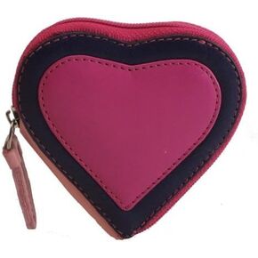 Visconti Capri RB59 Multi Colored Heart Shaped Ladies/Girls Leather Coin Purse Key Wallet With Key Chain (Plum)