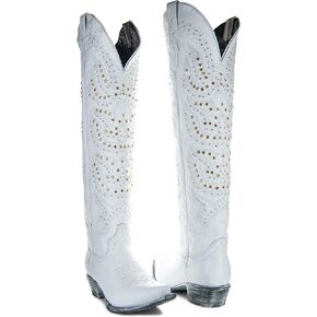 أحذية Soto Boots النسائية Rodeo StarTall باللون الأبيض لراعية البقر M50061 in Kuwait