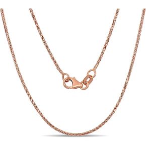 14k REAL Yellow or White or Rose/Pink Gold 1.1mm Shiny Diamond-Cut Round Wheat Chain Necklace for Pendants and Charms with Lobster-Claw Clasp (16" 18" 20" 24" or 30 inch)