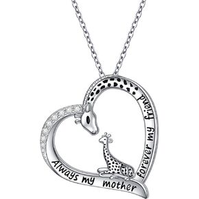 FLYOW Animal Necklaces for Women Girls Sterling Silver Frog/Ladybug/Star/Camel/Giraffe/Cat/Mushroom Pendant, Christmas Jewelry Birthday Gifts