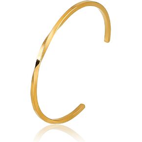 FOCUSTEEL أساور الكفة النسائية، سوار موبيوس الملتوي، سوار مفتوح قابل للتعديل للسيدات، هدية عيد الميلاد لصديقة زوجة أمي in Kuwait