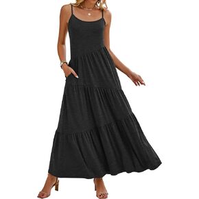 Naggoo Womens Summer Sleeveless Maxi Dresses Casual Beach Spaghetti Strap Long Dress Sundresses