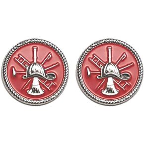 Firefighter Rank Lapel Pin Silver Scamble Fire Bugle Insignia Uniform - 39A