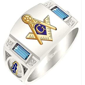 دي جي اتش جيه خاتم ماسوني لودج ماسوني للرجال من فريماسون جيفت، خاتم ماسوني مطلي بالذهب لراكبي الدراجات النارية هدية للرجال (الماسوني 7)، معدن، ستانلس ستيل in Kuwait