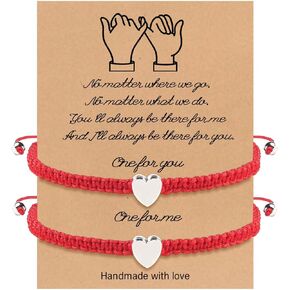 Fuqimanman2020 2 Pcs Heart Beaded Matching Bracelets Adjustable Couple Friendships Bracelets Long Distance Bracelets for Girlfriend Boyfriend Valentines Jewelry Gifts