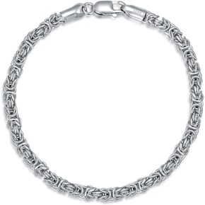 Solid 925 Sterling Silver 2.4MM/3.5MM Byzantine Chain Bracelet for Men Women,with Lobster Claw Clasp,Made in Italy 6.5/7/7.5/8 Inch