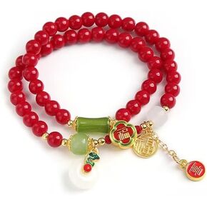 2024 New Year Bracelets Chinese Zodiac Animal Dragon Red Beaded Lucky Bracelet For Women Men New Year Jewelry Gifts