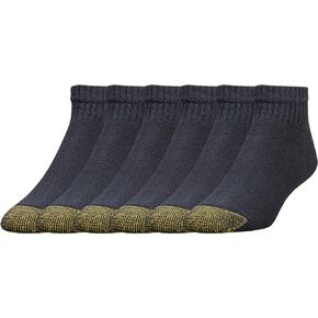 Gold Toe Men's 656P Cotton Quarter Athletic Sock (12 Pack), Black, Small 6-12