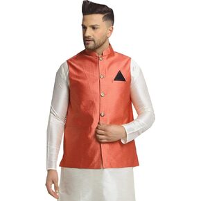 Maple Clothing Woven Design Men's Nehru Jacket Traditional India Waistcoat Vests in Saudi Arabia
