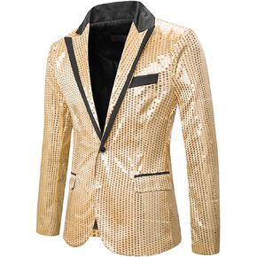 Lars Amadeus Men's Sequin Blazer Peak Lapel Shiny Wedding Party Tuxedo Sports Coat