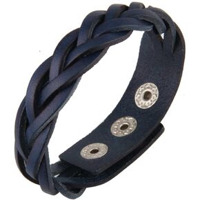 The Woo's Genuine Leather Cuff Bracelet Punk Braided Bracelets Handmade Woven Rock Wristbands Religious Gothic Adjustable Wide Wrap Bracelet Thin Bangle for Men Boy Women Vintage Simple Jewelry