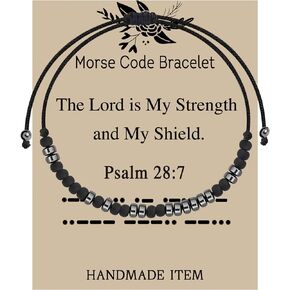 LQRI Psalm 28:7 Morse Code Bracelet Christian Bible Verse Gift Religious Bracelet Religious Faith Gift