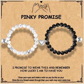 72ore Matching Bracelets for Couples Pinky Promise Bracelet Natural Stone Bracelets Crystal Beaded Bracelets Matching Bracelet Trendy Gifts for Boyfriend Birthday Relationship Gifts for Him/Her