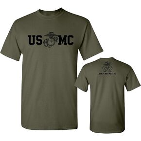 Lucky Ride Marine Corps Bull Dog Front and Back USMC Men's Military T-Shirt