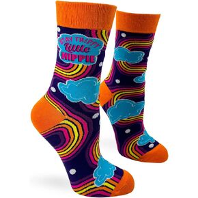 Stay Trippy Little Hippie Funky Socks for Women - Retro Rainbow Pattern - 1 Pair, 1 Size Fits Most