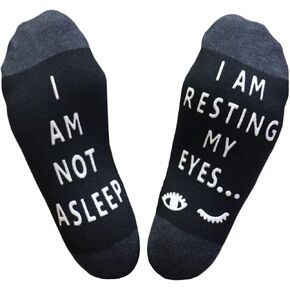 "I am NOT asleep,I am resting my eyes Funny Socks Novelty Cotton Socks