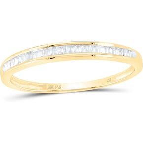Jewels By Lux 14K Yellow Gold Womens Baguette Diamond Wedding Anniversary Band Ring 1/6 Cttw In Channel Setting with natural baguette shape white diamond