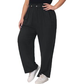 Agnes Orinda Plus Size Palazzo Pants for Women Stretchy High Waisted with Pocket Wide Leg Long Pants