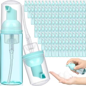 Dandat 120 Pcs Empty Foam Pump Bottle Bulk 2 Oz/ 60 ml Mini Travel Foaming Bottle Plastic Clear Foaming Soap Dispenser Portable Lash Shampoo Bottle for Hand Soap, Lash Cleanser (Clear)