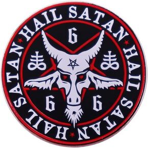 Hail Satan Satanic Pentagram Baphomet Goat's Head 666 Devil 1.25" Enamel Pin
