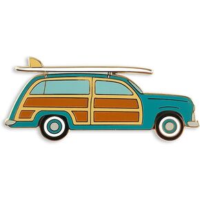Pinsanity Woodie Surf Wagon Enamel Lapel Pin