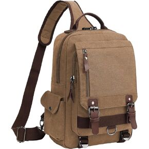 BASICPOWER Messenger Bag Canvas Sling Crossbody Backpack Laptop Casual Travel for Men Women