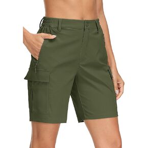 MAGCOMSEN Women's Hiking Cargo Shorts Lightweight Quick Dry Golf Shorts 5 Pockets Outdoor Summer Casual Travel Shorts