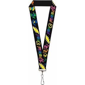 Buckle Down Lanyard-1.0"-Grateful Dead Script W/Bears & Skeletons Bl