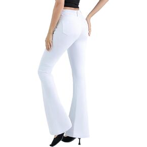 Women’s High Waisted Stretch Flare Jeans Destroyed Curvy Bootcut Denim Long Pants