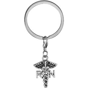 Miss Pink RN Nurse Gifts Medical Caduceus Keychain Women Men Jewelry for Graduation Brithday Christmas