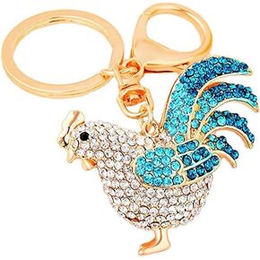 Hyning Cock Rooster Fashion Cute Accesories Crystal Purse Bag Key Chain Gift (Blue)