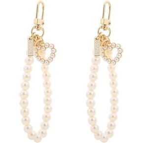 Calsgkspray 2Pcs Women's Imitation Pearl Chain, Golden Car Key Chain Backpack Key Pendant Accessories Key Ring Charm Gifts,Love Heart Car Keychain Accessories Keychains and Charms