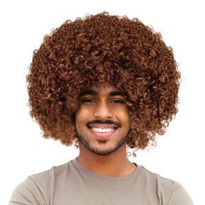Joy Join Unisex Short Fluffy Afro Funny Wigs for Halloween,Holiday Party Clown Costume (Black)