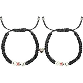 Heart Couples Bracelets Personalized Handmade Braided Bracelets Matching Bracelets for Couples Relationship Bracelets Adjustable Promise Bracelets Valentine Day Jewelry Gifts