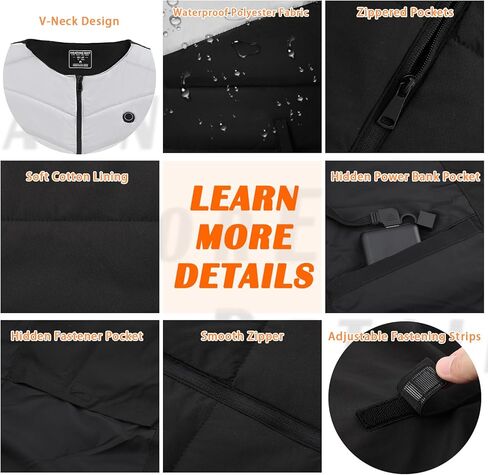 اس توب سترة تدفئة USB للرجال والنساء، سترة حرارية كهربائية مع 4 مناطق تسخين و3 مستويات للتدفئة، ملابس تدفئة خفيفة الوزن قابلة لاعادة الشحن، صدرية دافئة للتزلج في الهواء الطلق والمشي لمسافات طويلة وصيد in Kuwait