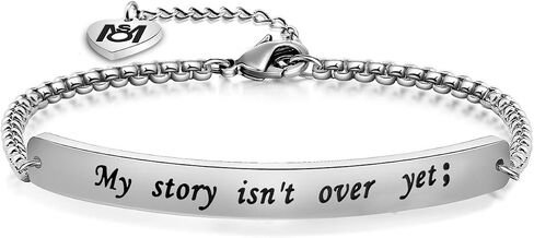 MYOSPARK My Story Isn't Over Yet ID Style Bracelet Inspirational Recovery Gift Semicolon Bracelet in Saudi Arabia
