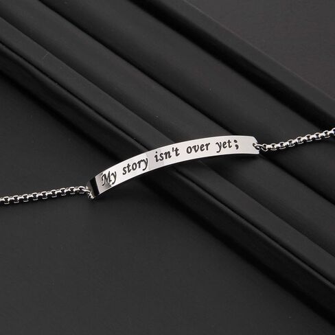 MYOSPARK My Story Isn't Over Yet ID Style Bracelet Inspirational Recovery Gift Semicolon Bracelet in Saudi Arabia