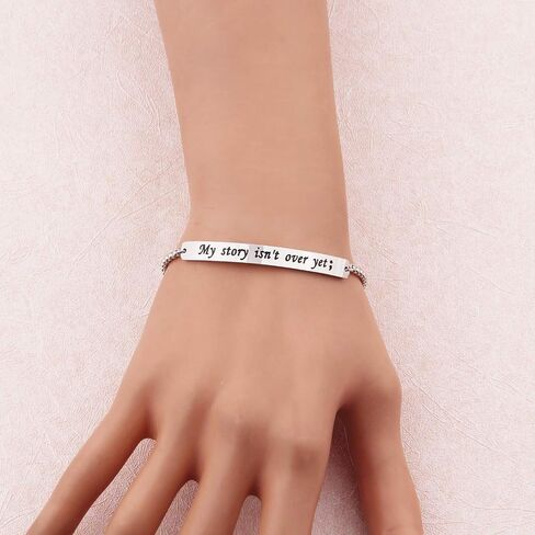 MYOSPARK My Story Isn't Over Yet ID Style Bracelet Inspirational Recovery Gift Semicolon Bracelet in Saudi Arabia