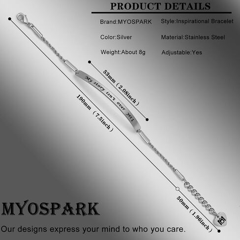 MYOSPARK My Story Isn't Over Yet ID Style Bracelet Inspirational Recovery Gift Semicolon Bracelet in Saudi Arabia