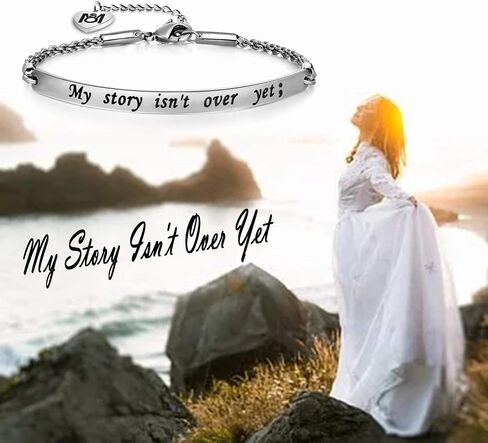MYOSPARK My Story Isn't Over Yet ID Style Bracelet Inspirational Recovery Gift Semicolon Bracelet in Saudi Arabia