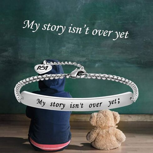 MYOSPARK My Story Isn't Over Yet ID Style Bracelet Inspirational Recovery Gift Semicolon Bracelet in Saudi Arabia