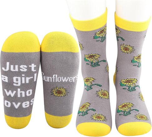MBMSO 2 Pairs Sunflower Socks Girls Women Just a Girl Who Loves Sunflowers Gifts for Sunflower Lovers Floral Novelty Socks in Saudi Arabia