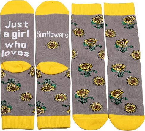 MBMSO 2 Pairs Sunflower Socks Girls Women Just a Girl Who Loves Sunflowers Gifts for Sunflower Lovers Floral Novelty Socks in Saudi Arabia