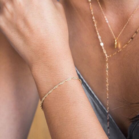 SUFOPE Dainty Bracelets for Women, 14k Gold Plated/Silver Layered Charms Bracelet Herringbone Satellite Beads Box Rope CZ Bracelet Adjustable Cuba Link Chain Bracelet Set Jewelry Gifts in Saudi Arabia